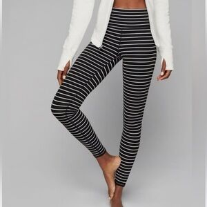 Athleta High Rise Chaturanga Striped Leggings in Black and White SP Small Petite